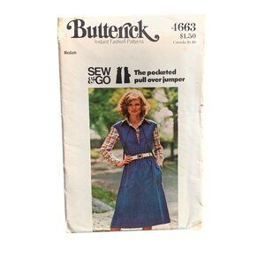 Butterick 4663 Sew & Go Pocketed Pullover Jumper Pattern Medium - uncut